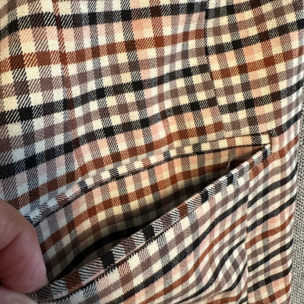 A New Day Blazer Women Medium Brown Plaid  Two Button Tailored Jacket - Picture 6 of 11